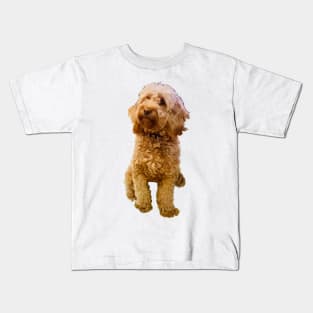 Cavapoo Cavoodle puppy in green - cute cavalier king charles spaniel Kids T-Shirt